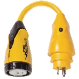 P30-503 EEL Pigtail Adapter Dock Side Male 30A 125V Locking to Boat Side Female 50A 125V Locking with Sealing Collar System